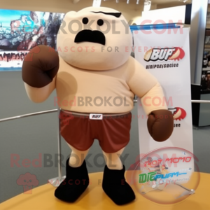 Beige Boxing Glove mascot costume character dressed with a Board Shorts and Shoe clips