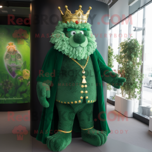 Forest Green King mascot costume character dressed with a Trousers and Lapel pins