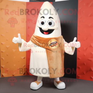 Cream Shakshuka mascot costume character dressed with a Jacket and Belts