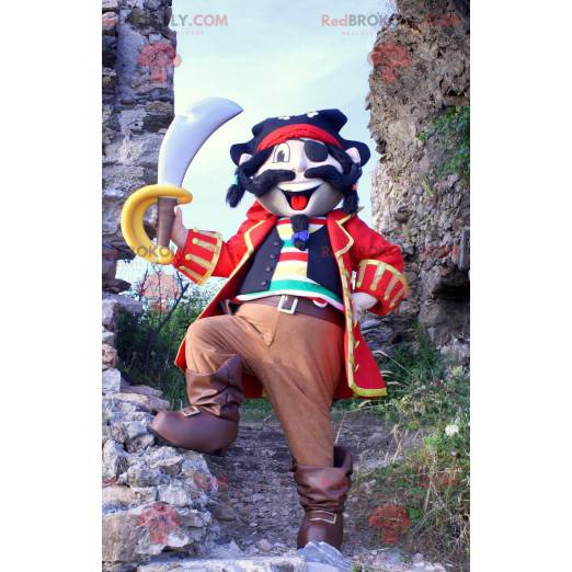 Kleurrijke piraatmascotte in traditionele kleding -