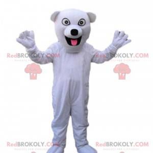 Mascotte de chien blanc, costume de chenil, mascotte SPA -