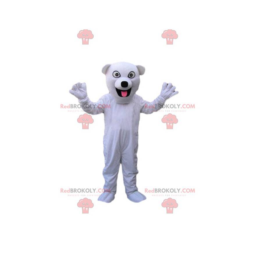 White dog mascot, kennel costume, SPA mascot - Redbrokoly.com