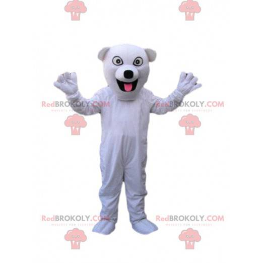 Hvit hundemaskot, kenneldrakt, SPA-maskot - Redbrokoly.com