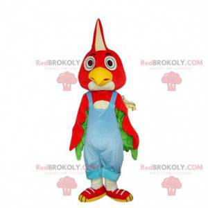 Maskot červený pták, kuřecí kostým, červený pták -