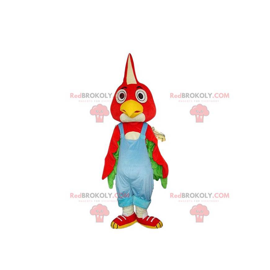 Mascote pássaro vermelho, fantasia de galinha, pássaro vermelho
