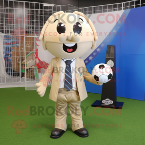 Beige voetbalgoal mascotte...