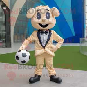 Beige voetbalgoal mascotte...