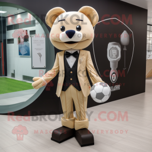 Beige voetbalgoal mascotte...