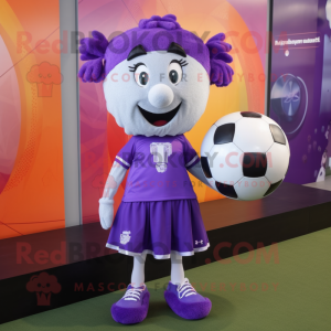 Lila fotboll maskot kostym...