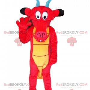 Mascot Mushu, de beroemde draak in Mulan, rode draak -