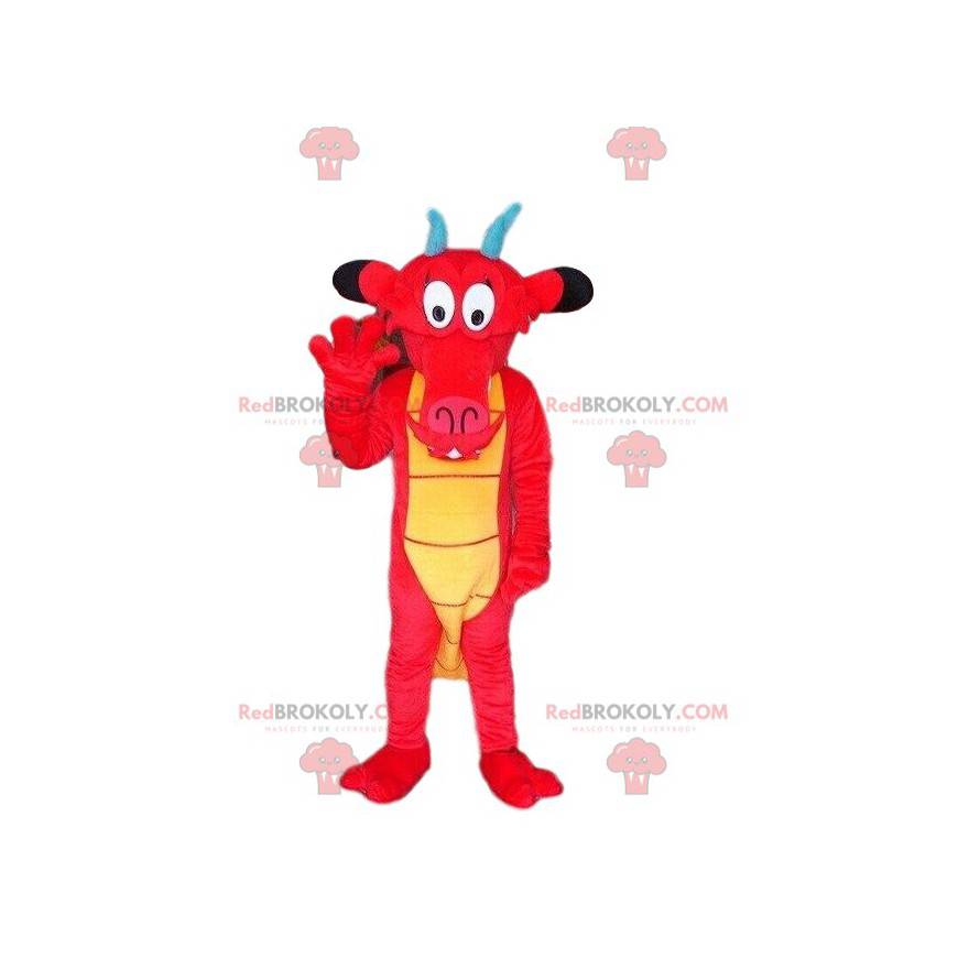 Mascot Mushu, el famoso dragón de Mulan, dragón rojo -