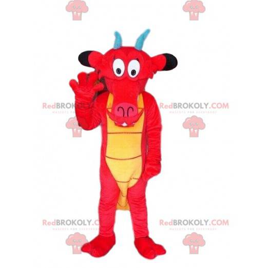 Mascot Mushu, de beroemde draak in Mulan, rode draak -