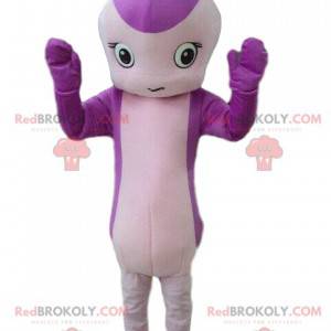Mascota serpiente, criatura púrpura, flor gigante -