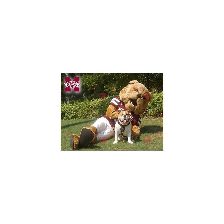 Brown Bulldog Maskottchen in Sportbekleidung - Redbrokoly.com