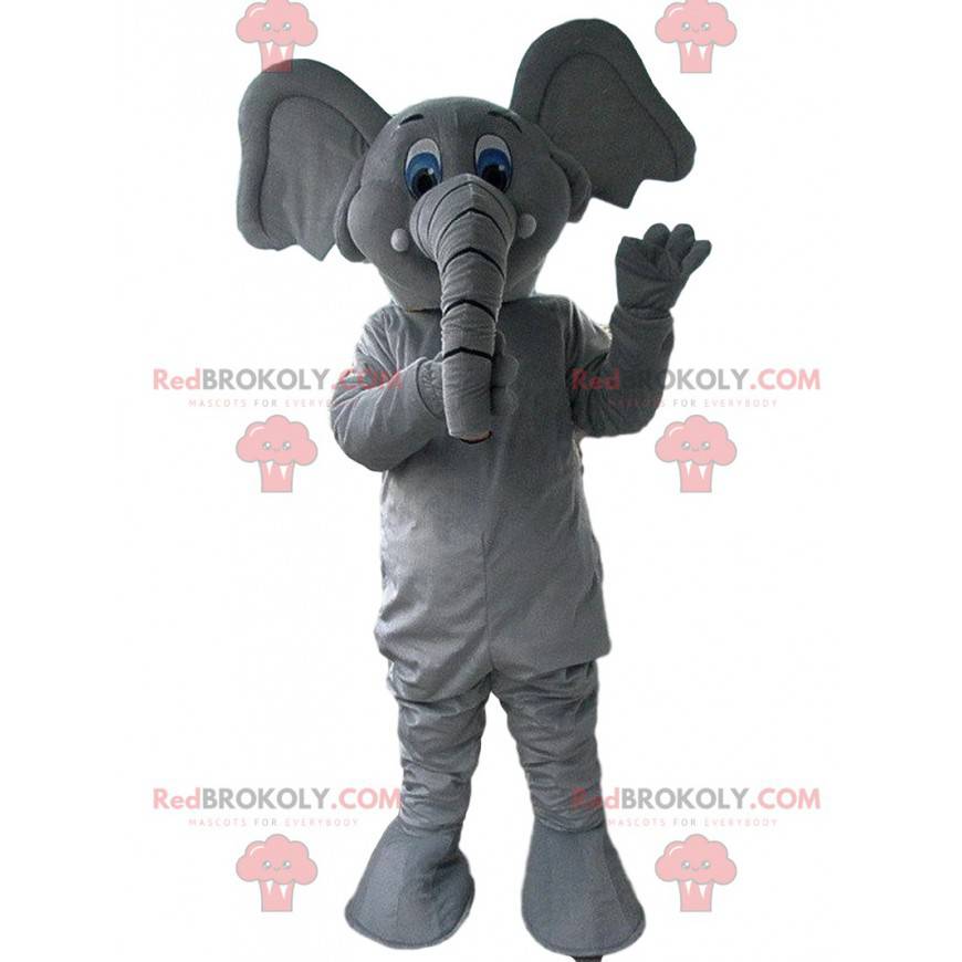 Gray and white elephant mascot, pachyderm costume -