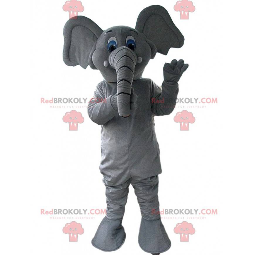 Šedý a bílý slon maskot, tlustokožec kostým - Redbrokoly.com Šedý a bílý slon maskot, tlustokožec kostým - Redbrokoly.com