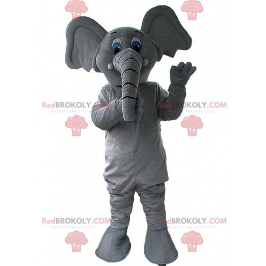 Grå och vit elefantmaskot, pachydermdräkt - Redbrokoly.com