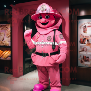 Pink Fire Fighter maskot...