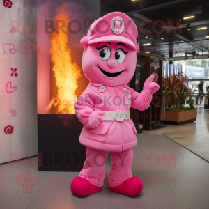 Pink Fire Fighter maskot...