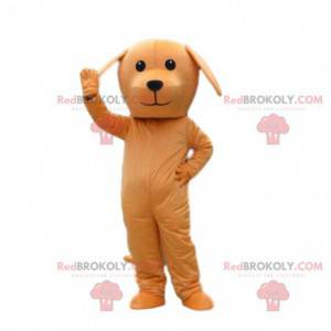 Mascotte de chien orange, costume orange, déguisement canin -
