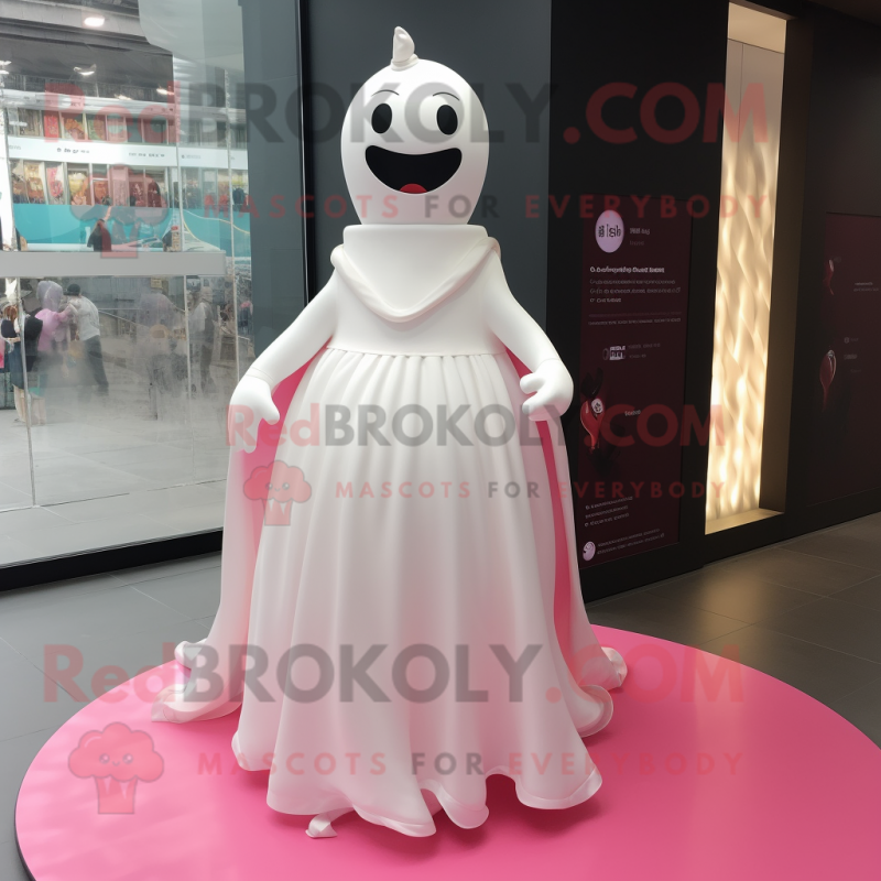 Pink Pepper mascot costume character dressed with a Wedding Dress and Foot pads Pink Pepper mascot costume character dressed with a Wedding Dress and Foot pads