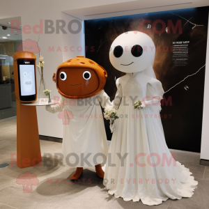 Rust Ray mascot costume character dressed with a Wedding Dress and Watches