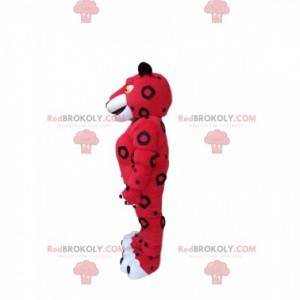 Red and white tiger mascot, red feline costume - Redbrokoly.com