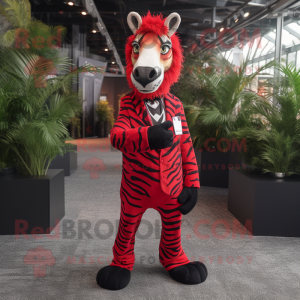 Rød Zebra maskot kostume...