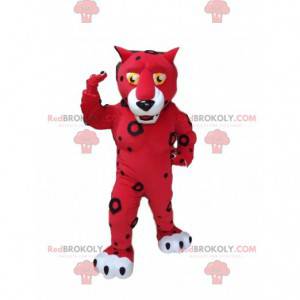 Maskot červený a bílý tygr, červený kočičí kostým -