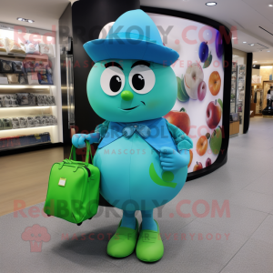 Cyan Apple mascotte kostuum...