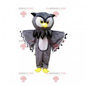 Gigante mascotte gufo grigio e bianco, costume da gufo -