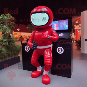 Röd Astronaut maskot kostym...