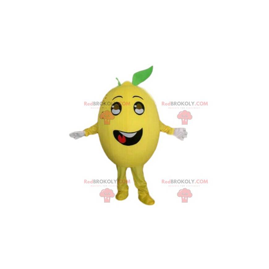 Mascotte de citron jaune, costume d'agrume, déguisement de