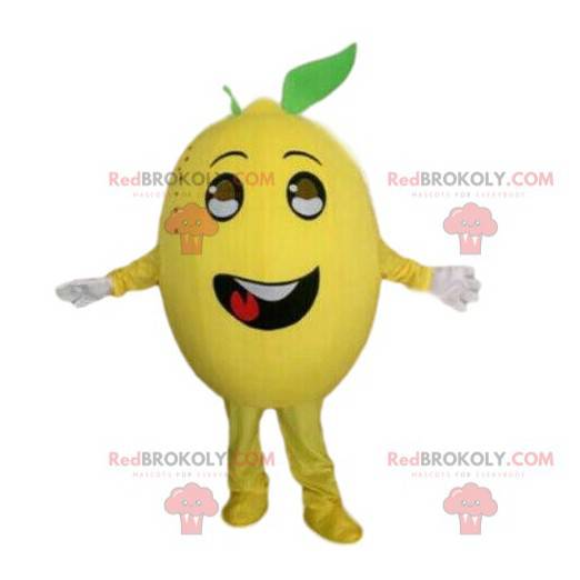 Yellow lemon mascot, citrus costume, fruit disguise -