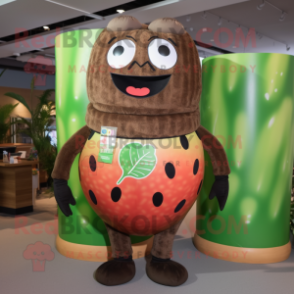 Brown Watermelon mascot costume character dressed with a Rash Guard and Rings