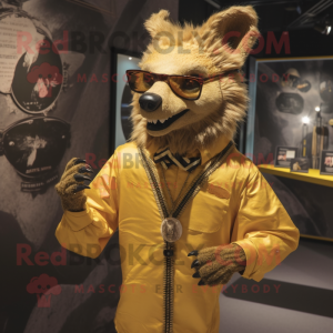 Gold Hyena mascot costume character dressed with a Jacket and Cufflinks