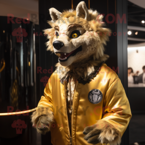 Guld Hyena maskot kostym...