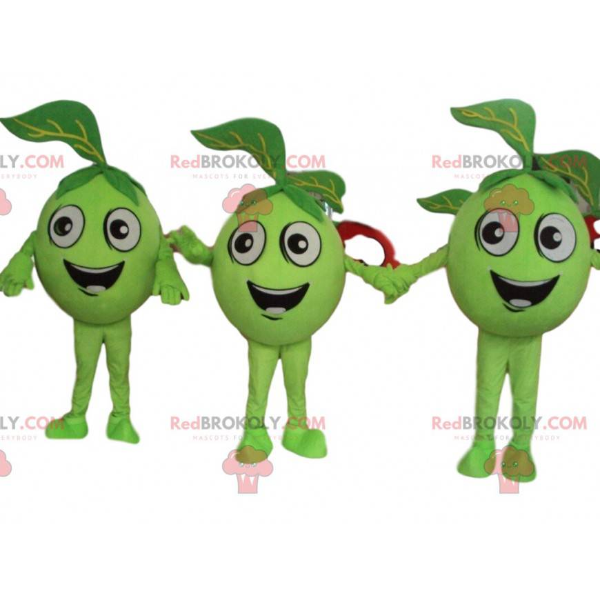 3 manzanas verdes, mascotas de frutas verdes, aceitunas 3 manzanas verdes, mascotas de frutas verdes, aceitunas