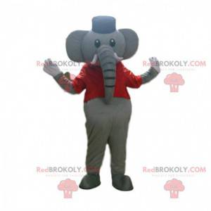 Grå elefantmaskot, cirkusdräkt, cirkusdjur - Redbrokoly.com