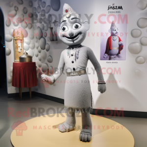 Silver Tikka Masala mascot costume character dressed with a Romper and Handbags