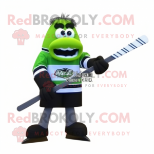 Olive Ice Hockey Stick mascot costume character dressed with a Shorts and Cufflinks