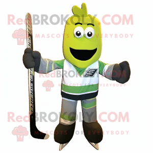 Olive Ice Hockey Stick mascot costume character dressed with a Shorts and Cufflinks