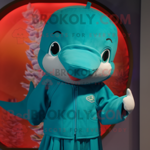 Teal Dolphin maskot kostym...