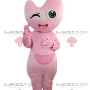 Mascote de personagem rosa, fantasia de criatura rosa -