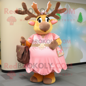 Peach Elk maskot kostume...