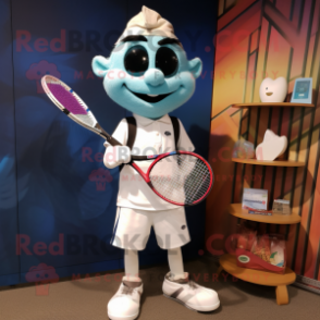 nan Tennis Racket mascot costume character dressed with a Henley Shirt and Wallets