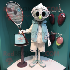 nan Tennis Racket mascot costume character dressed with a Henley Shirt and Wallets