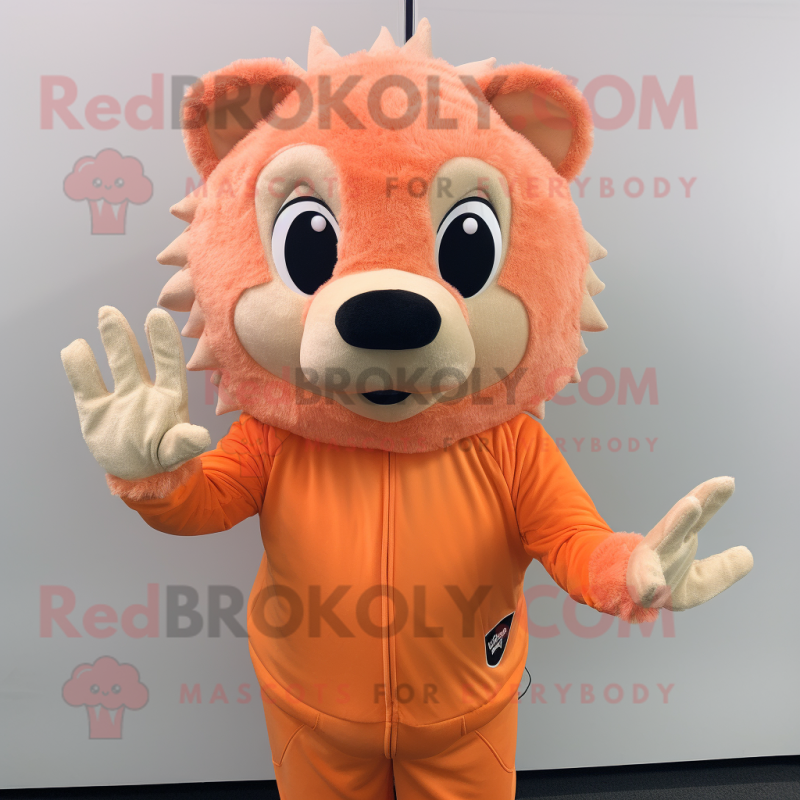 Peach Hedgehog mascot costume character dressed with a Turtleneck and Gloves Peach Hedgehog mascot costume character dressed with a Turtleneck and Gloves