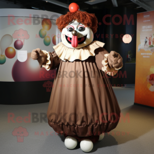 Brown Clown mascot costume character dressed with a Ball Gown and Cufflinks