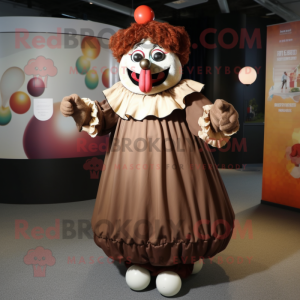 Brun clown maskot kostym...